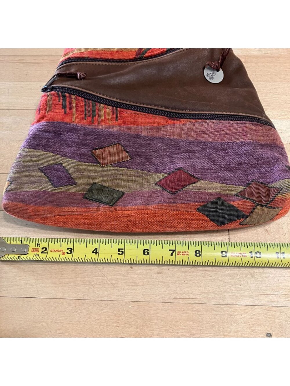 Erda Womens Vintage 90s Patchwork Leather USA Crossbody Bag Small Brown AN EXC - Picture 9 of 12